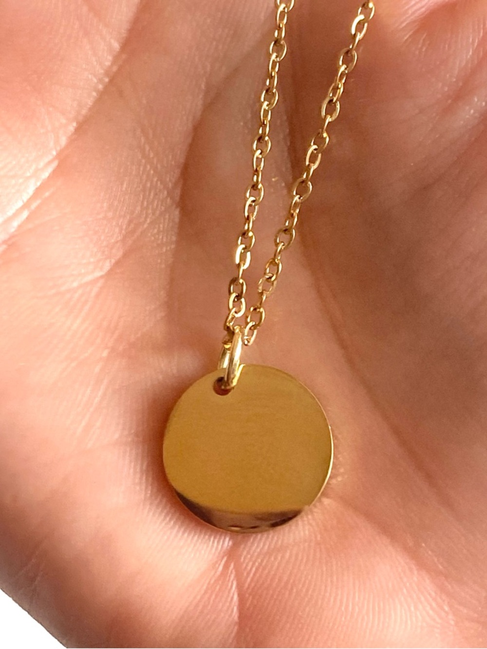 Gold tone Disc Pendant Necklace Women Jewelry NWOT